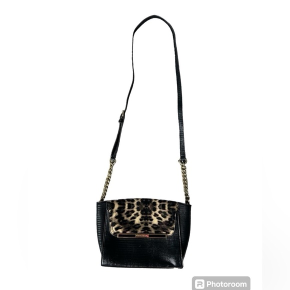 NWOT Anne Klein black and gold with animal print shoulder purse - Picture 2 of 13